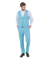 Stacy Adams Hybrid-Fit Vested 3-Piece Suit, Textured Teal