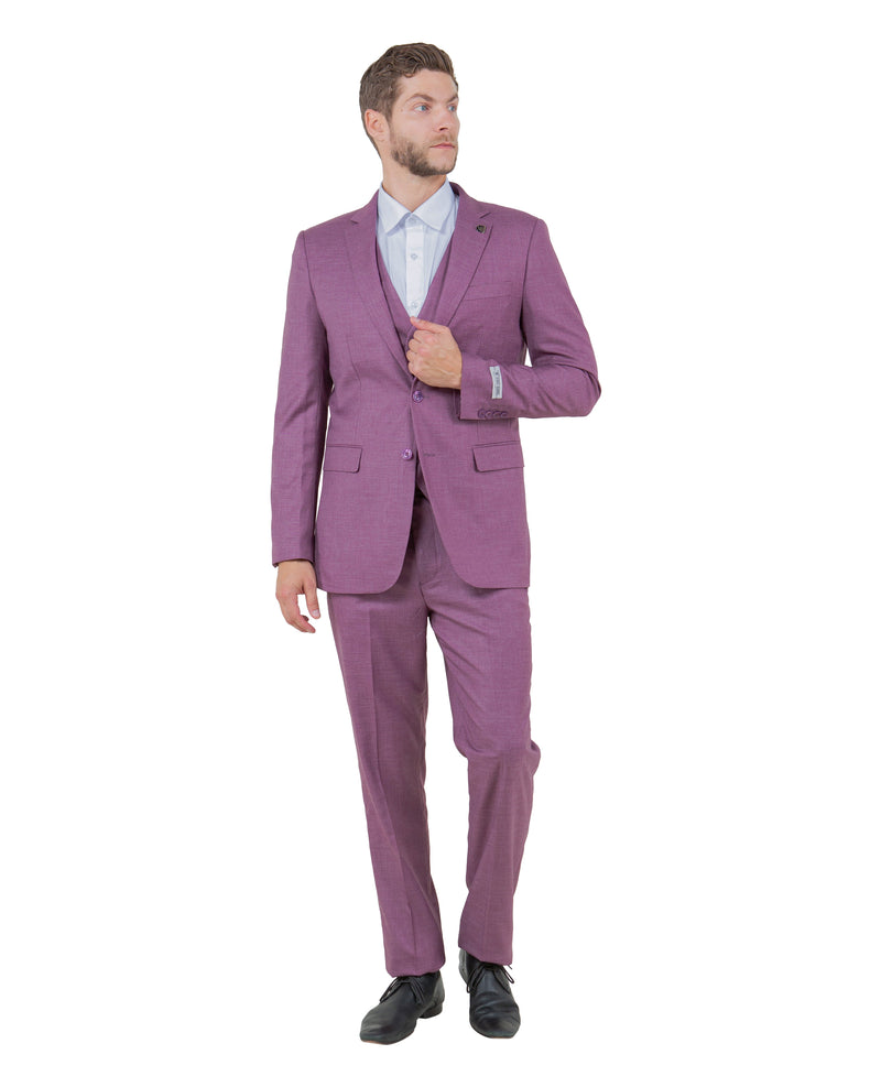 Stacy Adams Hybrid-Fit Vested Suit, Textured Lilac