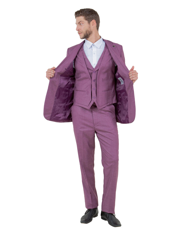 Stacy Adams Hybrid-Fit Vested Suit, Textured Lilac