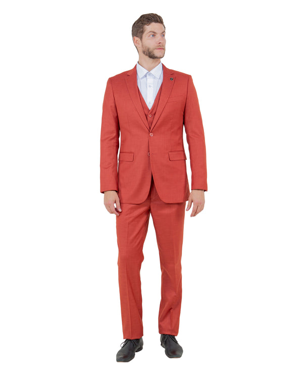 Stacy Adams Hybrid-Fit Vested Suit, Textured Rust