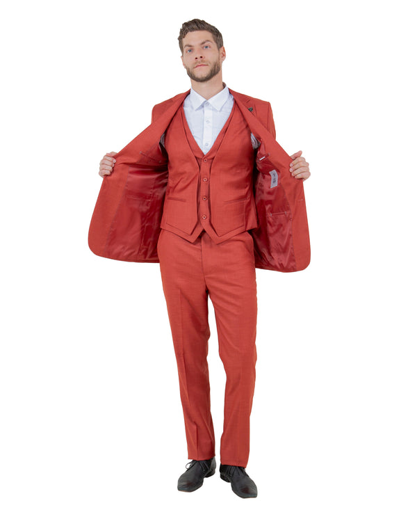 Stacy Adams Hybrid-Fit Vested Suit, Textured Rust