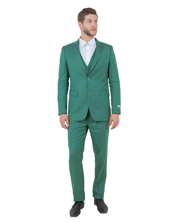 Stacy Adams Hybrid-Fit Vested Suit, Textured Neon Teal