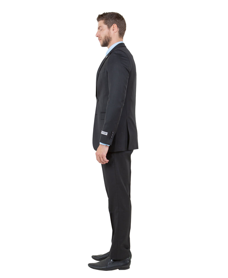 Stacy Adams Hybrid-Fit Vested Suit, Textured Midnight Black