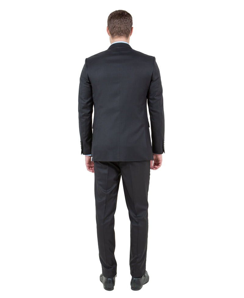 Stacy Adams Hybrid-Fit Vested Suit, Textured Midnight Black