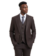 Stacy Adams Hybrid-Fit Vested Suit, Solid Brown