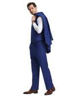 Stacy Adams Hybrid-Fit Vested Suit w/ U-Shaped Vest, Windowpane Royal Blue