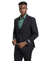 Stacy Adams Hybrid Fit U-Shaped Vested Suit, Black