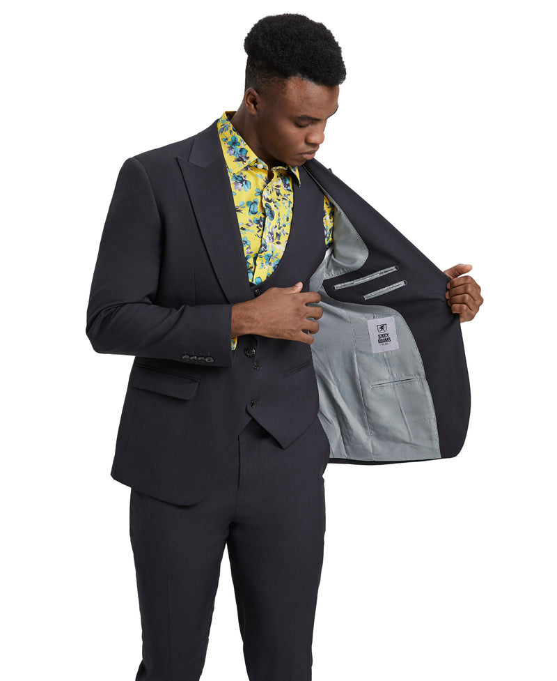 Stacy Adams Hybrid Fit U-Shaped Vested Suit, Dark Gray