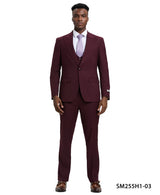 Stacy Adams Hybrid Fit U-Shaped Vested Suit, Burgundy