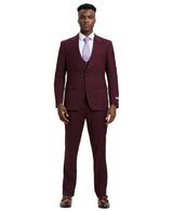 Stacy Adams Hybrid Fit U-Shaped Vested Suit, Burgundy