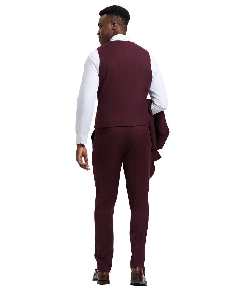 Stacy Adams Hybrid Fit U-Shaped Vested Suit, Burgundy