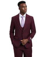 Stacy Adams Hybrid Fit U-Shaped Vested Suit, Burgundy