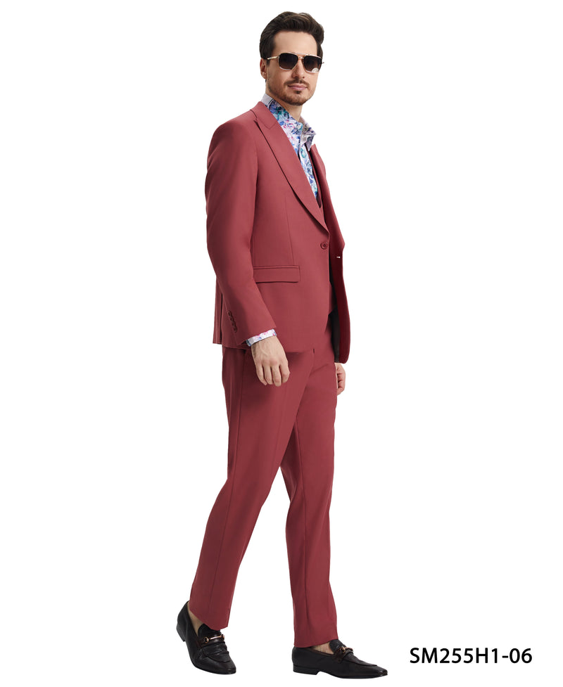 Stacy Adams Hybrid Fit U-Shaped Vested Suit, Coral