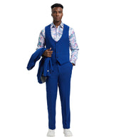 Stacy Adams Hybrid Fit U-Shaped Vested Suit, Cobalt Blue