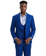 Stacy Adams Hybrid Fit U-Shaped Vested Suit, Cobalt Blue