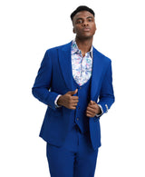 Stacy Adams Hybrid Fit U-Shaped Vested Suit, Cobalt Blue