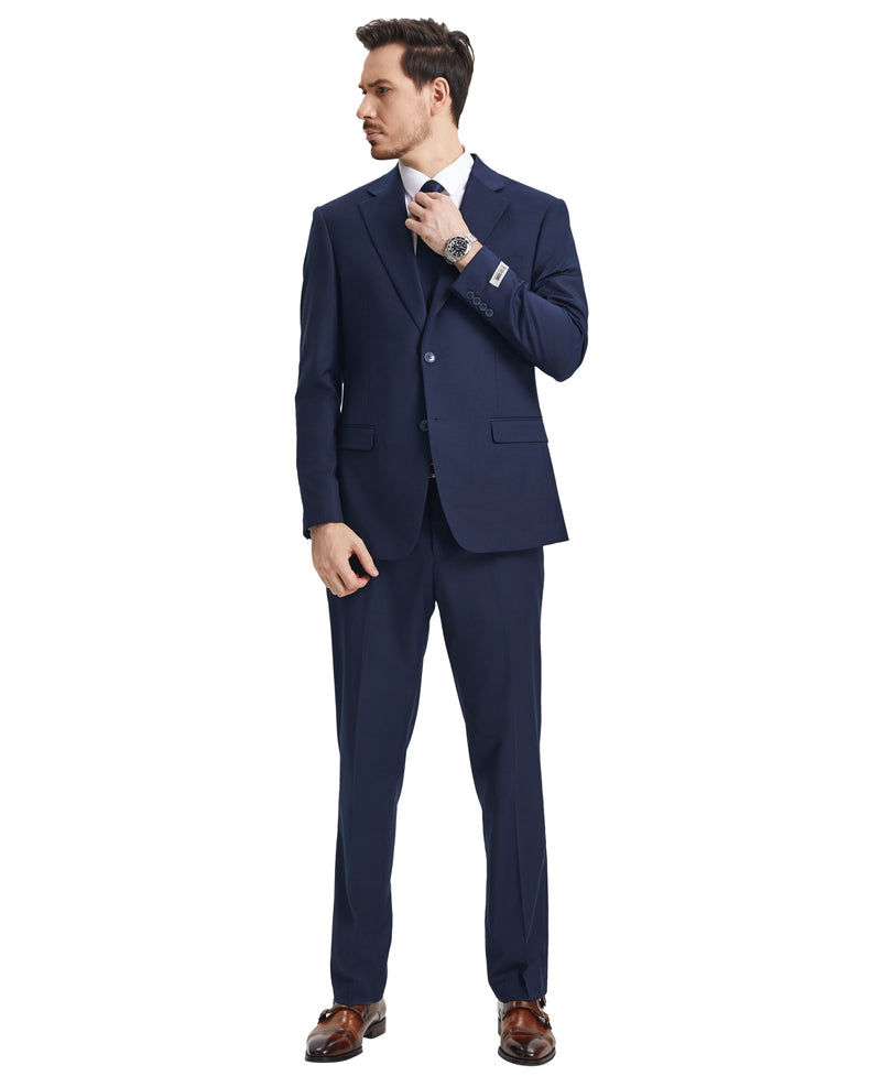 Stacy Adams Hybrid-Fit Vested Suit, Solid Marine Navy