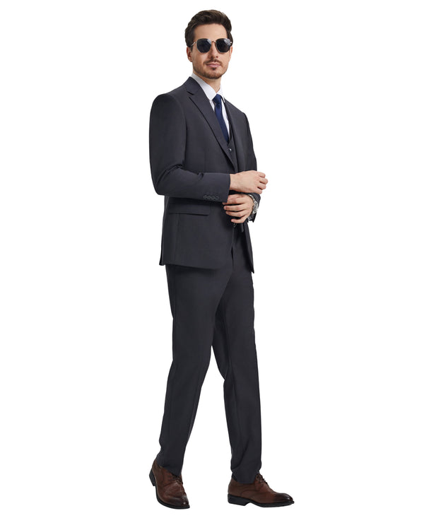 Stacy Adams Hybrid-Fit Vested Suit, Elegant Charcoal