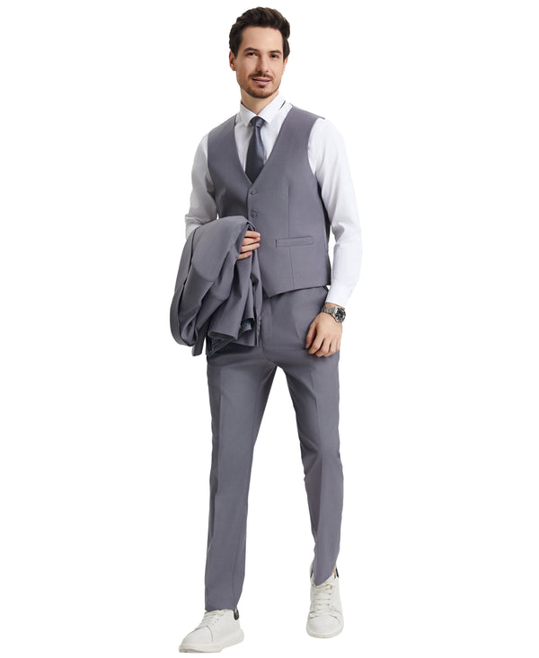 Stacy Adams Hybrid-Fit Vested Suit, Heavenly Grey