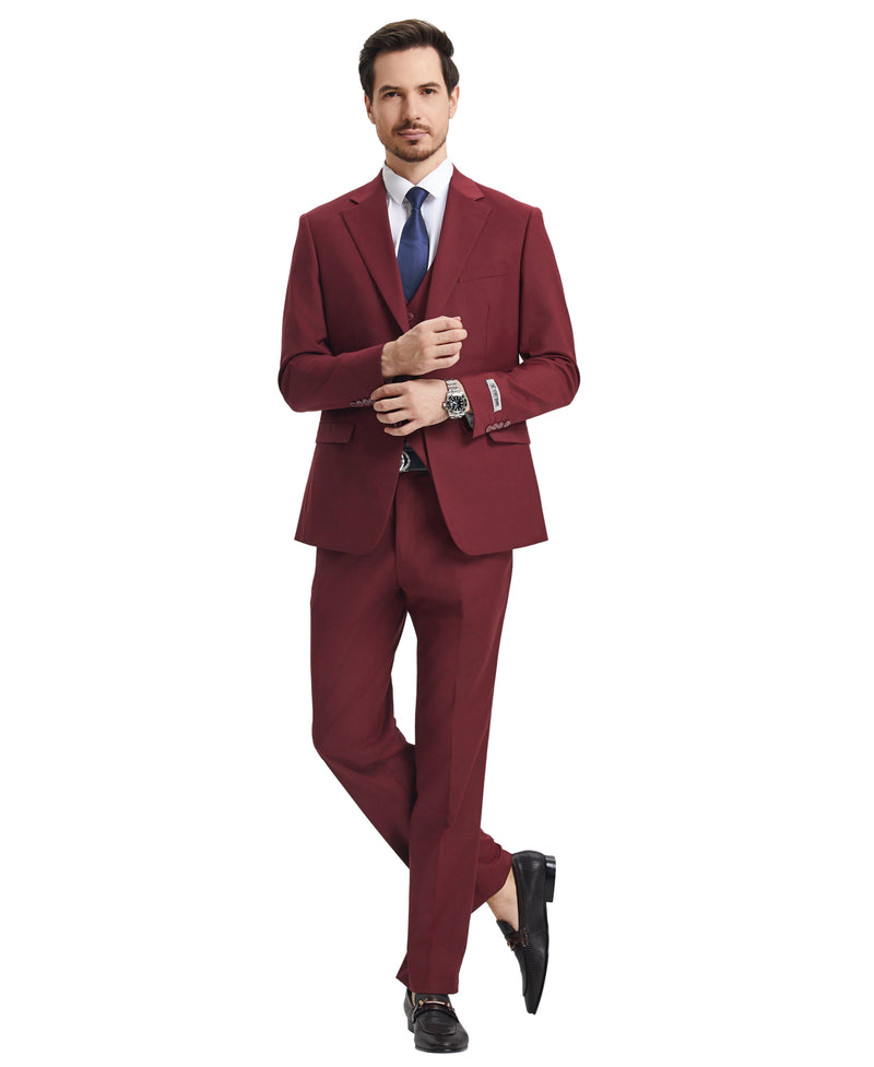 Stacy Adams Hybrid-Fit Vested Suit, Burgundy Wine