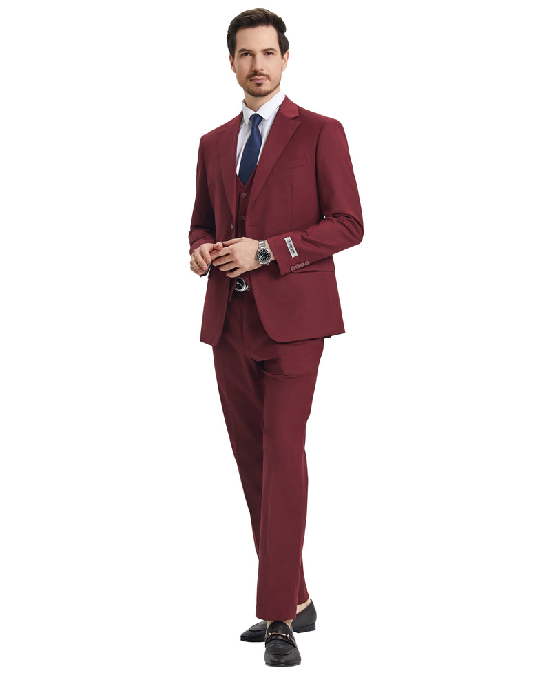 Stacy Adams Hybrid-Fit Vested Suit, Burgundy Wine