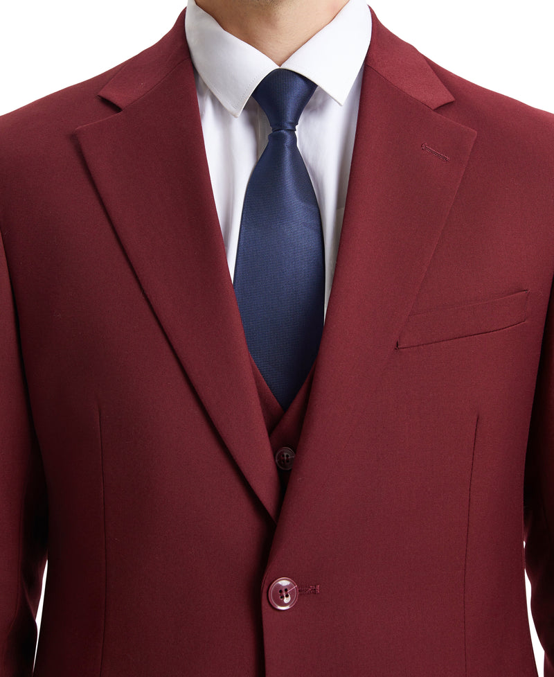 Stacy Adams Hybrid-Fit Vested Suit, Burgundy Wine