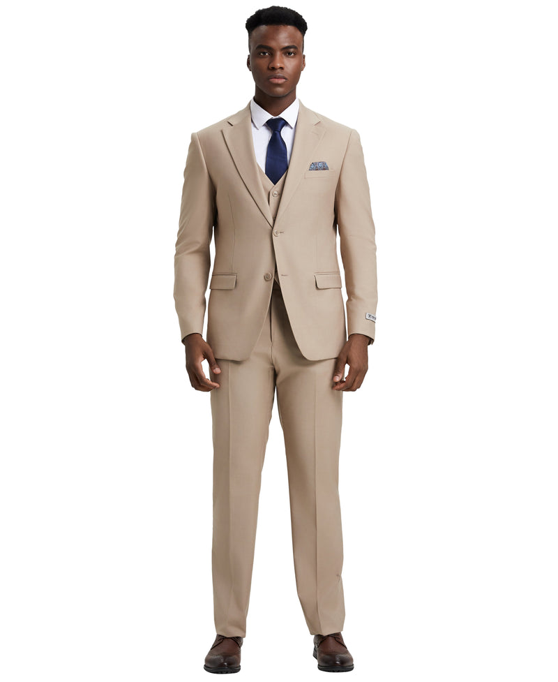 Stacy Adams Hybrid-Fit Vested Suit, Almond Latte