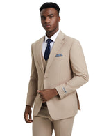 Stacy Adams Hybrid-Fit Vested Suit, Almond Latte