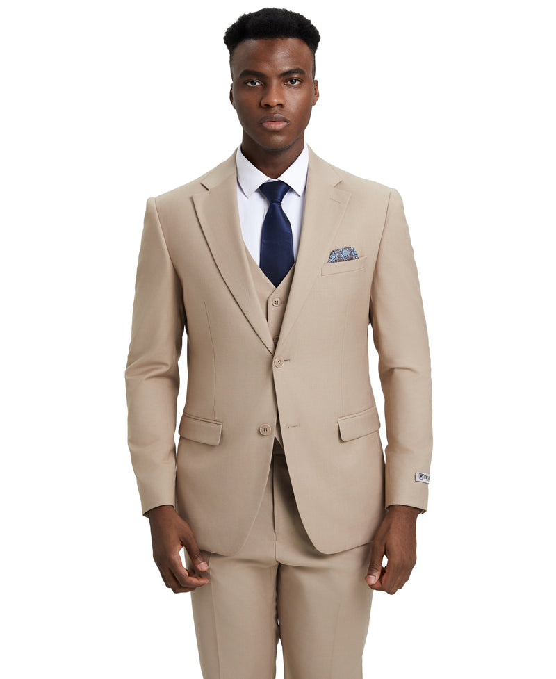 Stacy Adams Hybrid-Fit Vested Suit, Almond Latte