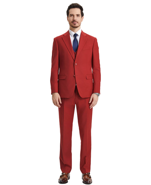 Stacy Adams Hybrid-Fit Vested Suit, Brick