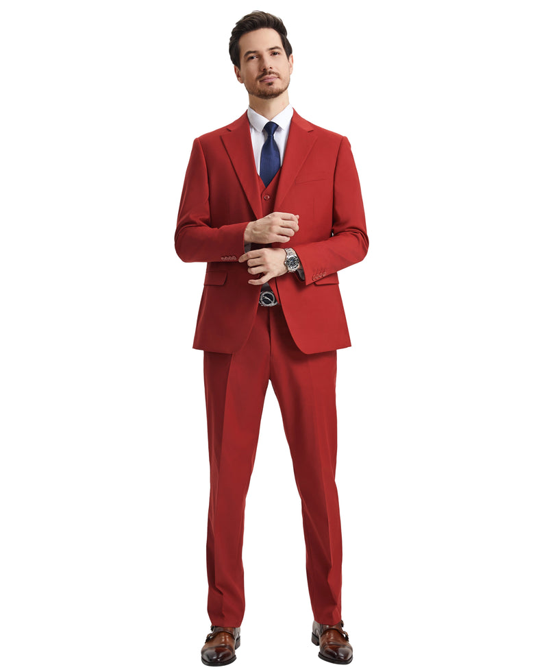 Stacy Adams Hybrid-Fit Vested Suit, Brick