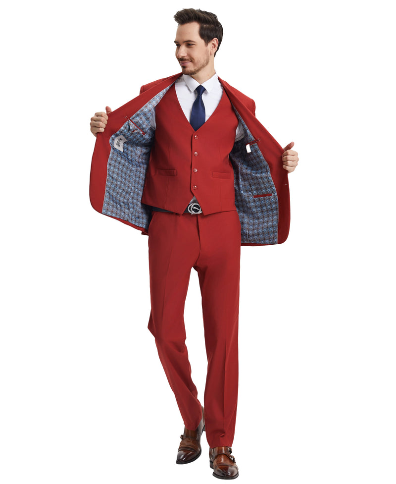 Stacy Adams Hybrid-Fit Vested Suit, Brick