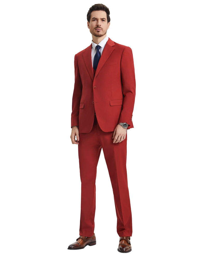 Stacy Adams Hybrid-Fit Vested Suit, Brick