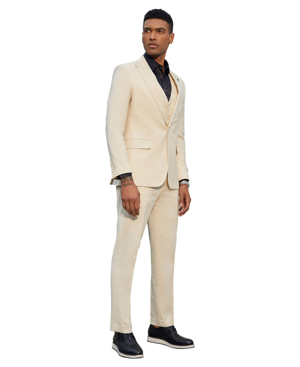 Stacy Adams Hybrid Fit 3-Piece Suit, Solid Tan