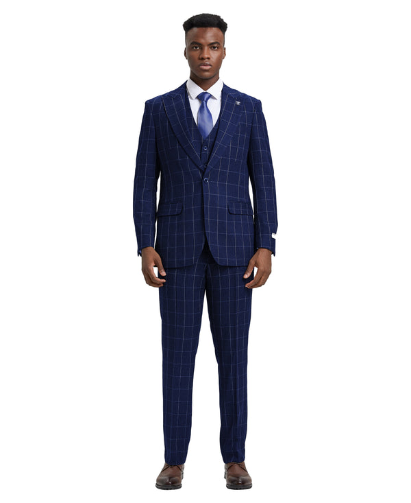 Mens Suit Windowpane By Stacy Adams