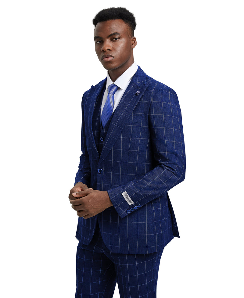 Mens Suit Windowpane By Stacy Adams