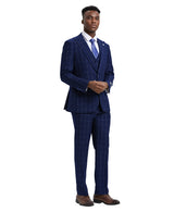 Mens Suit Windowpane By Stacy Adams