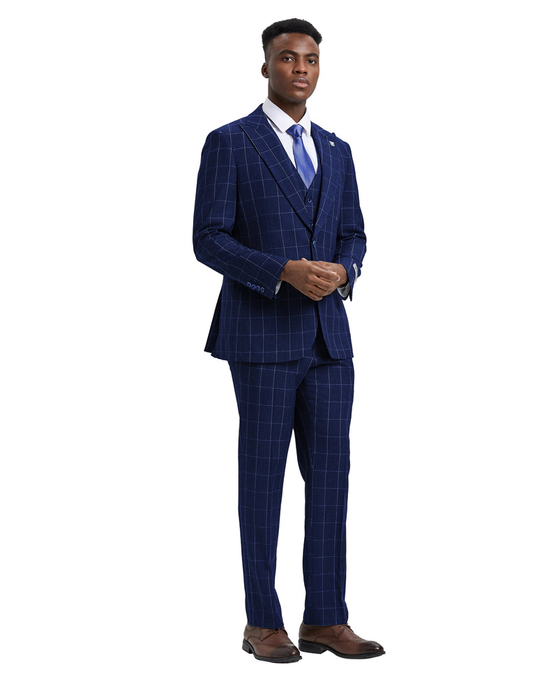 Mens Suit Windowpane By Stacy Adams