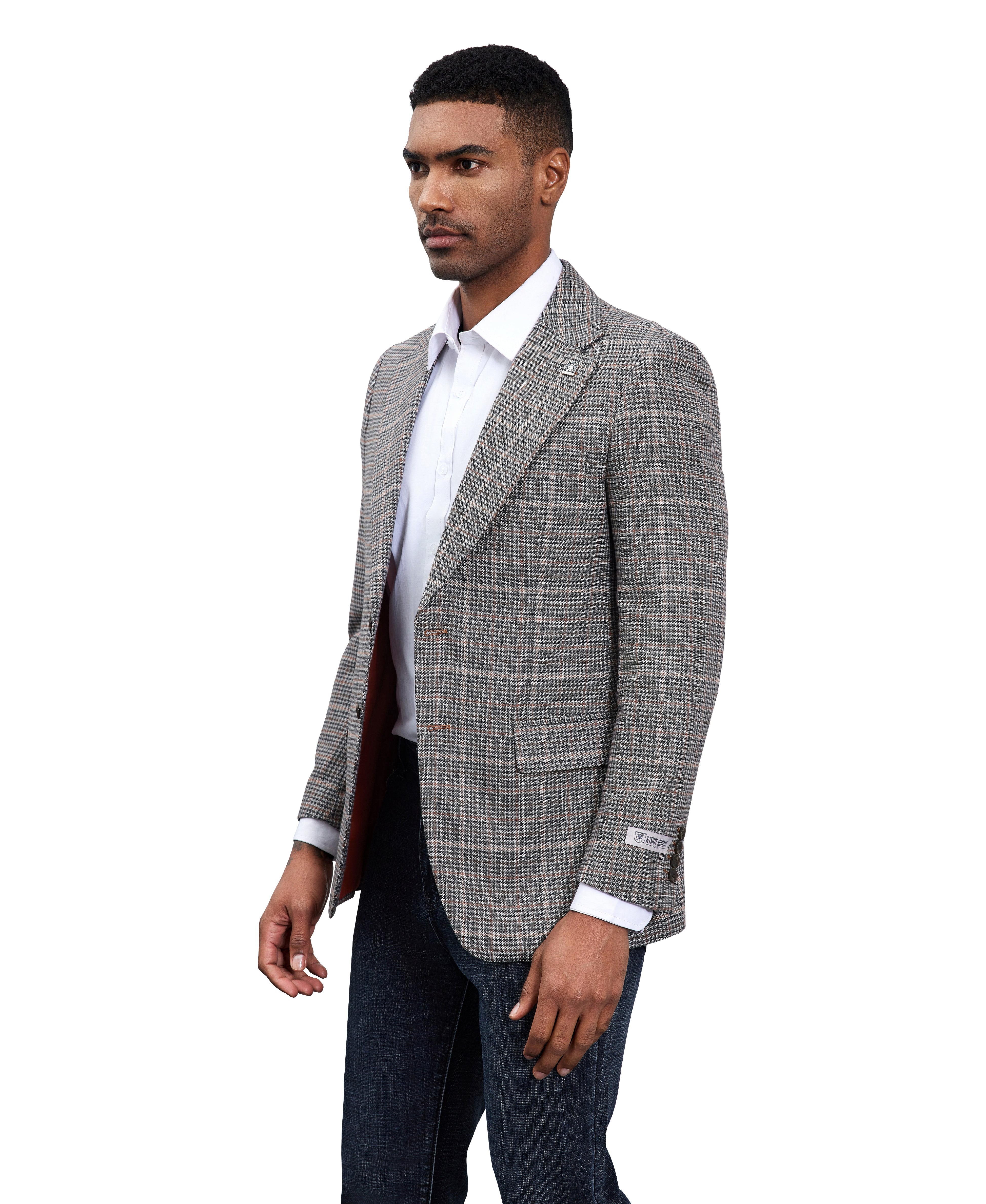 Mens-jacket Windowpane Plaid by Stacy Adams