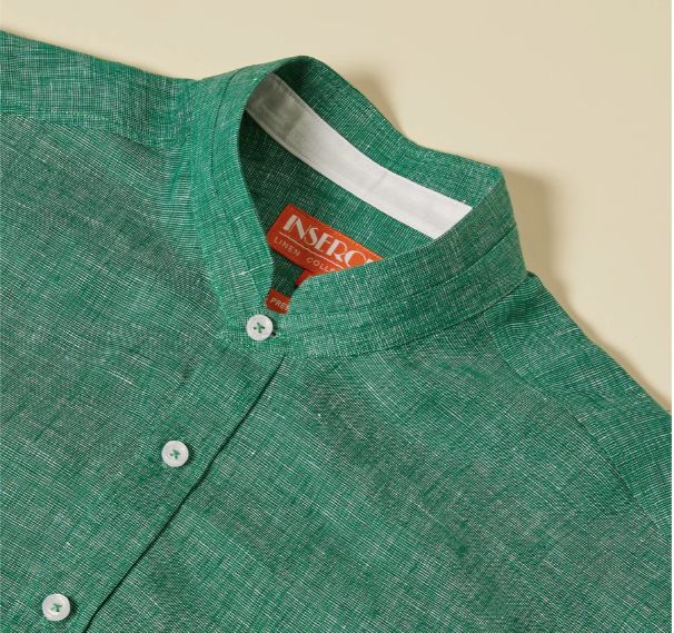 Inserch SS716-161 Short Sleeve Linen Shirt TR-Green