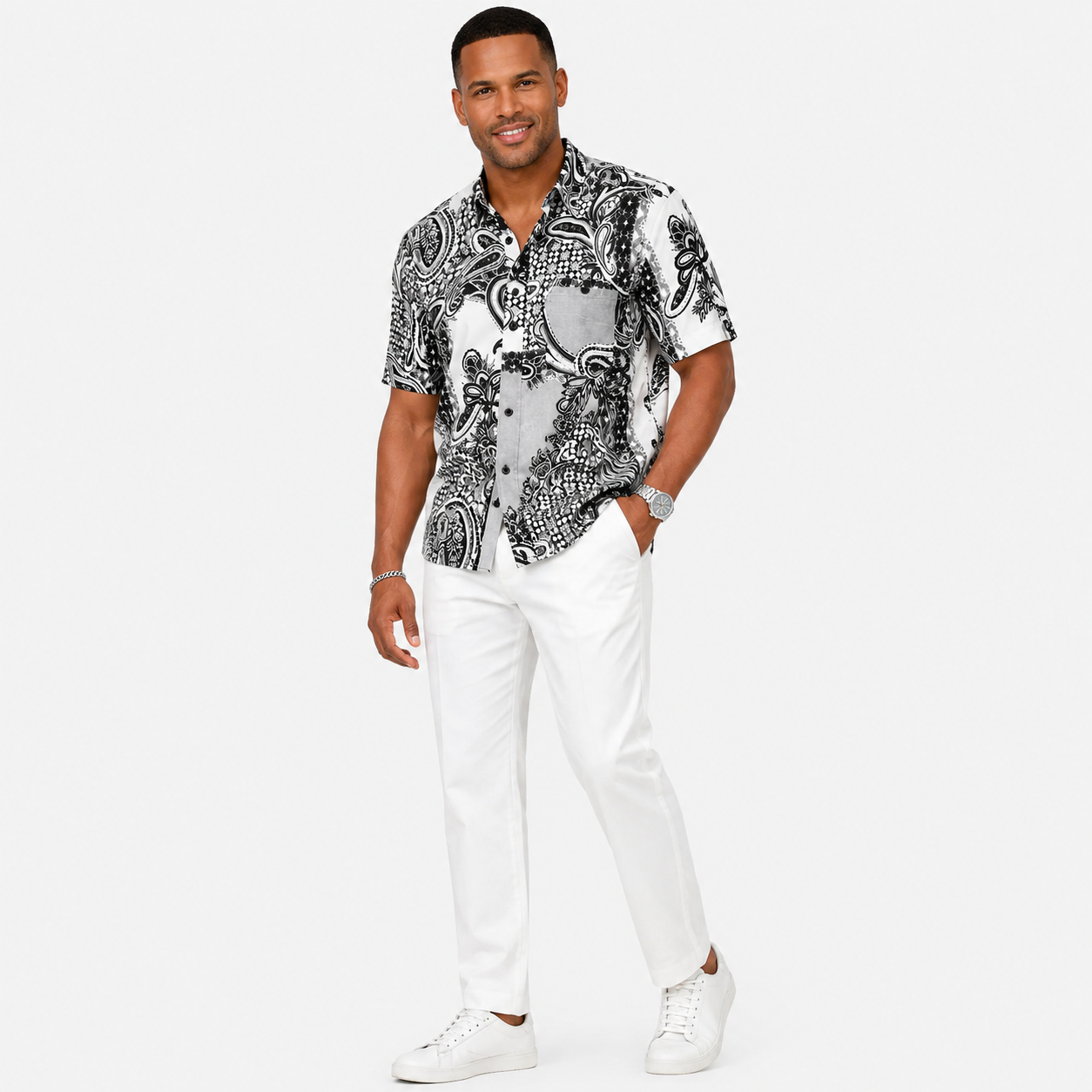 Inserch SS7919-149 Mediterranean Paisley Shirt Black