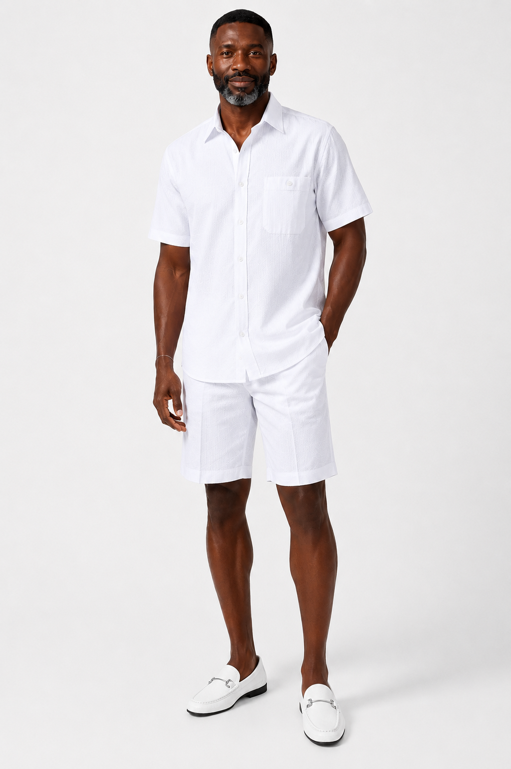 Giorgio Inserti ST7287 By Inserch Seersucker Short Set White