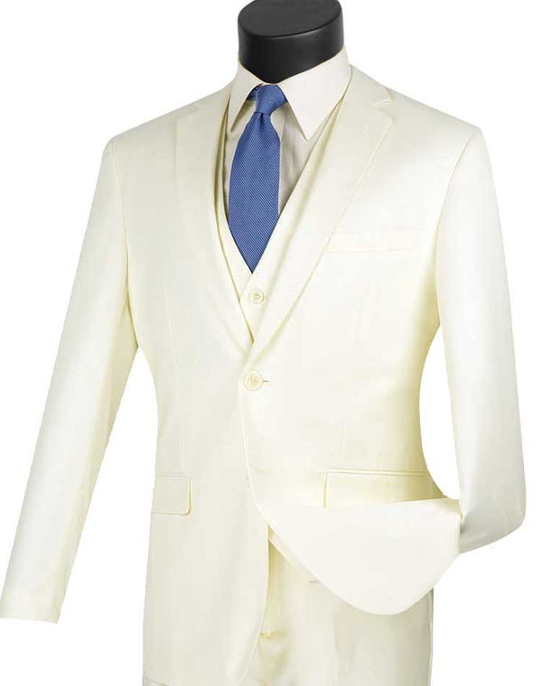 Vinci SV2900 3Pices Slim Fit Suit Ivory