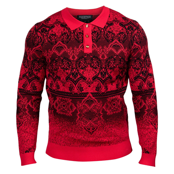 Prestige SW-225 Long Sleeve Three Button Polo Red