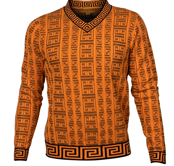 Prestige SW-460 Greek Textured Sweater Orange