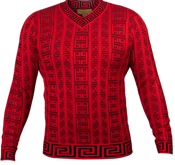 Prestige SW-460 Greek Textured Sweater Red