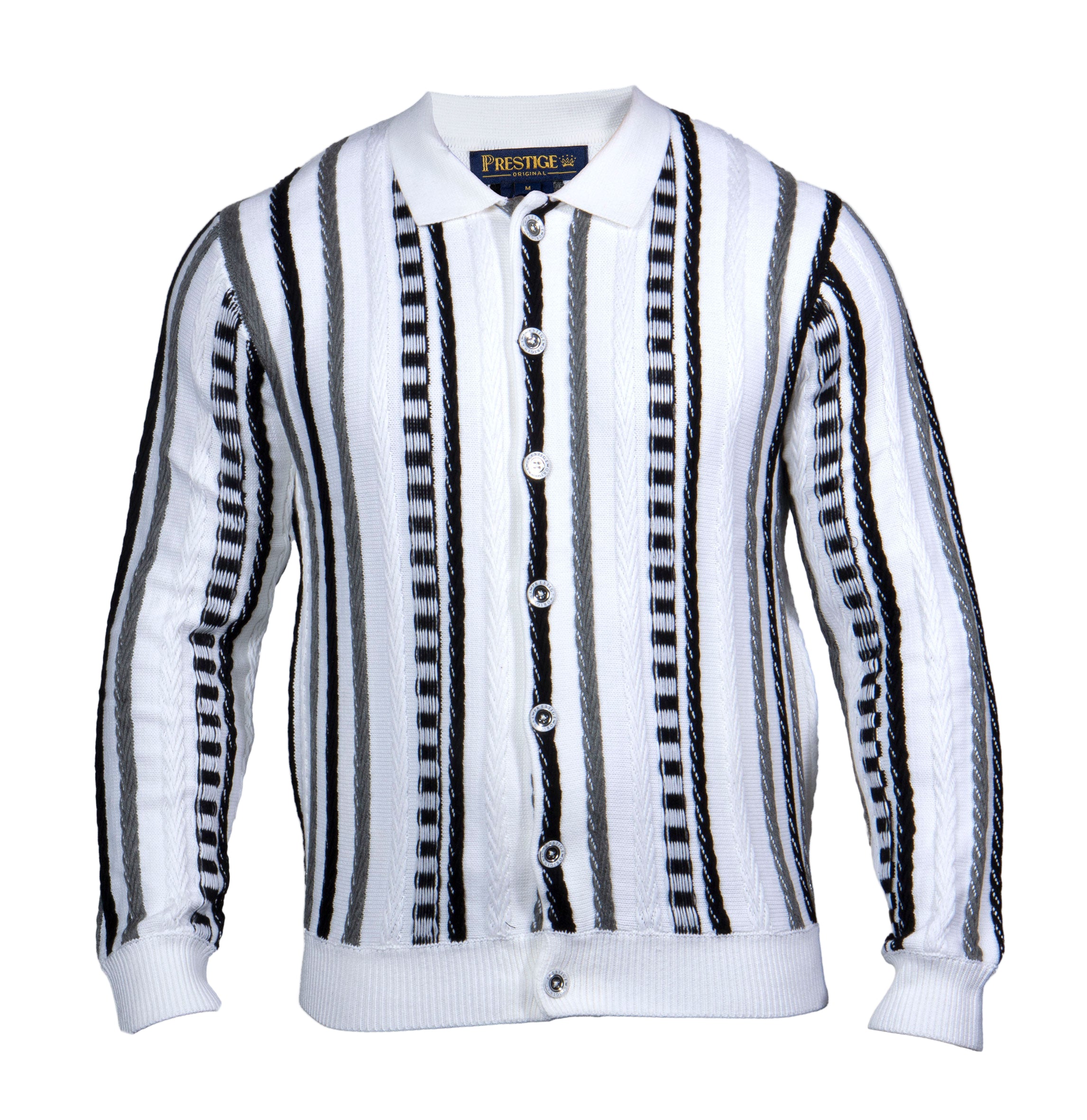 Prestige SW- 611 Full Button Sweater White