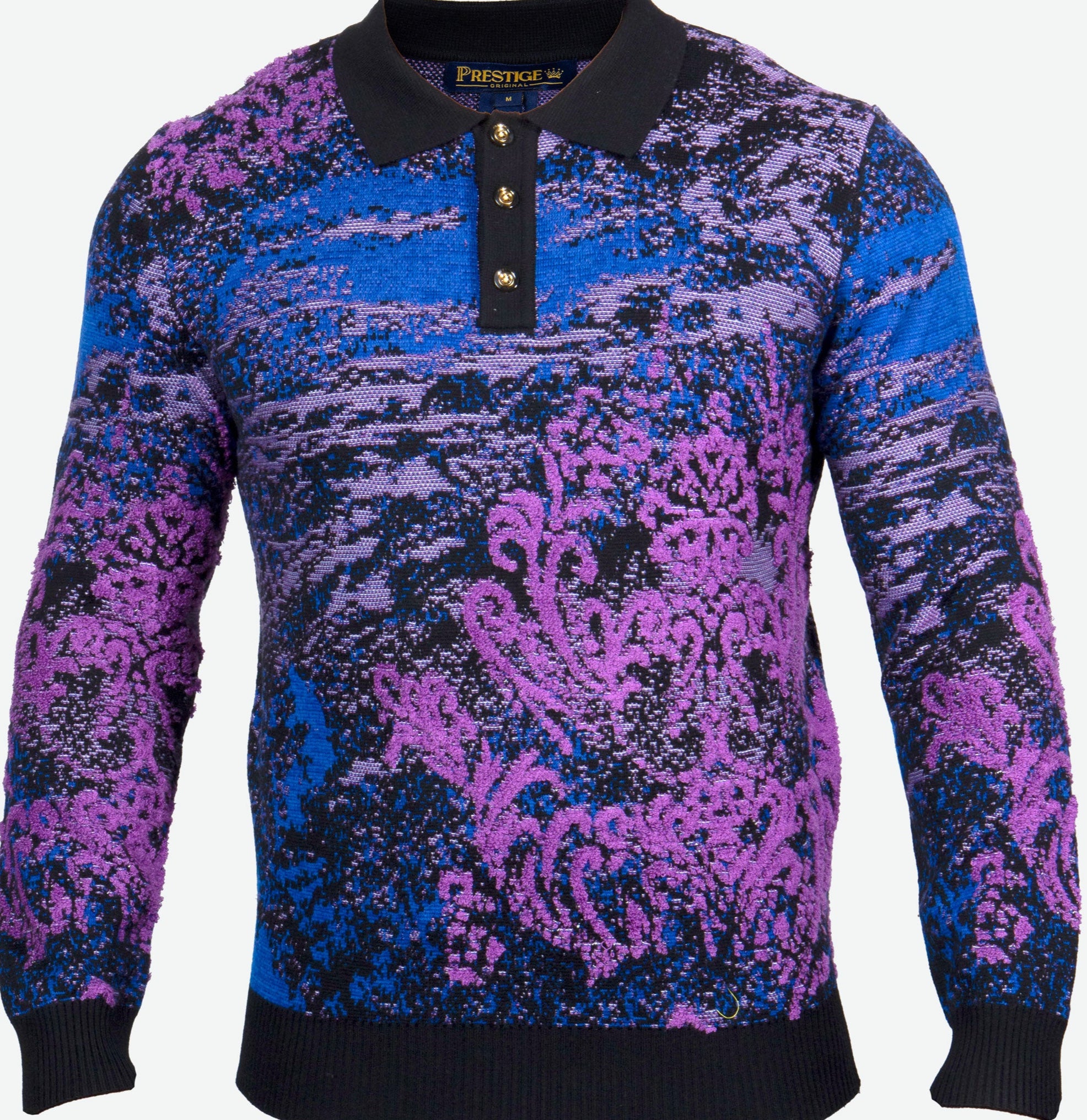 Prestige SW- 652 3 Button Polo Twill Sweater Black