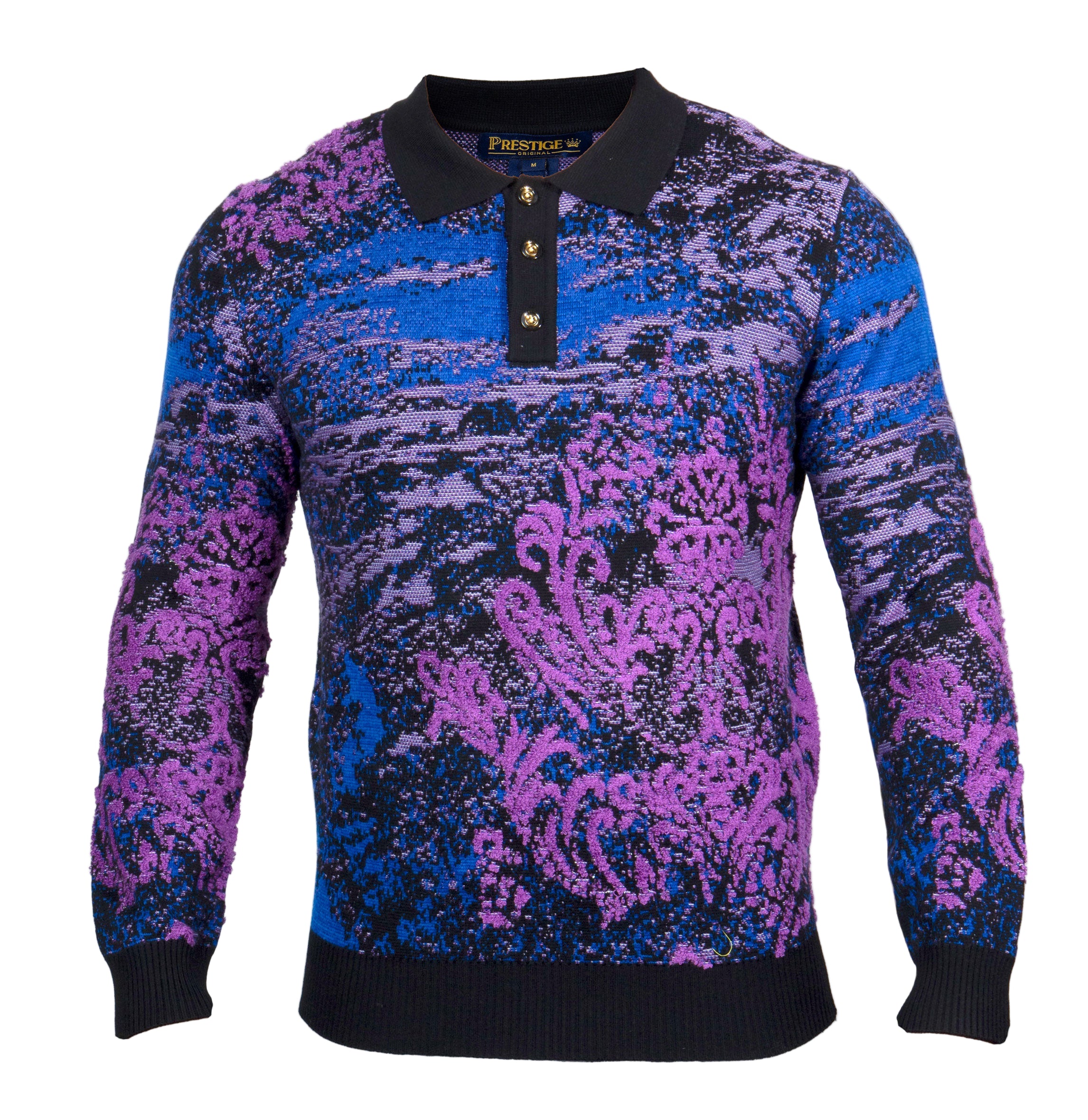 Prestige SW- 652 3 Button Polo Twill Sweater Black