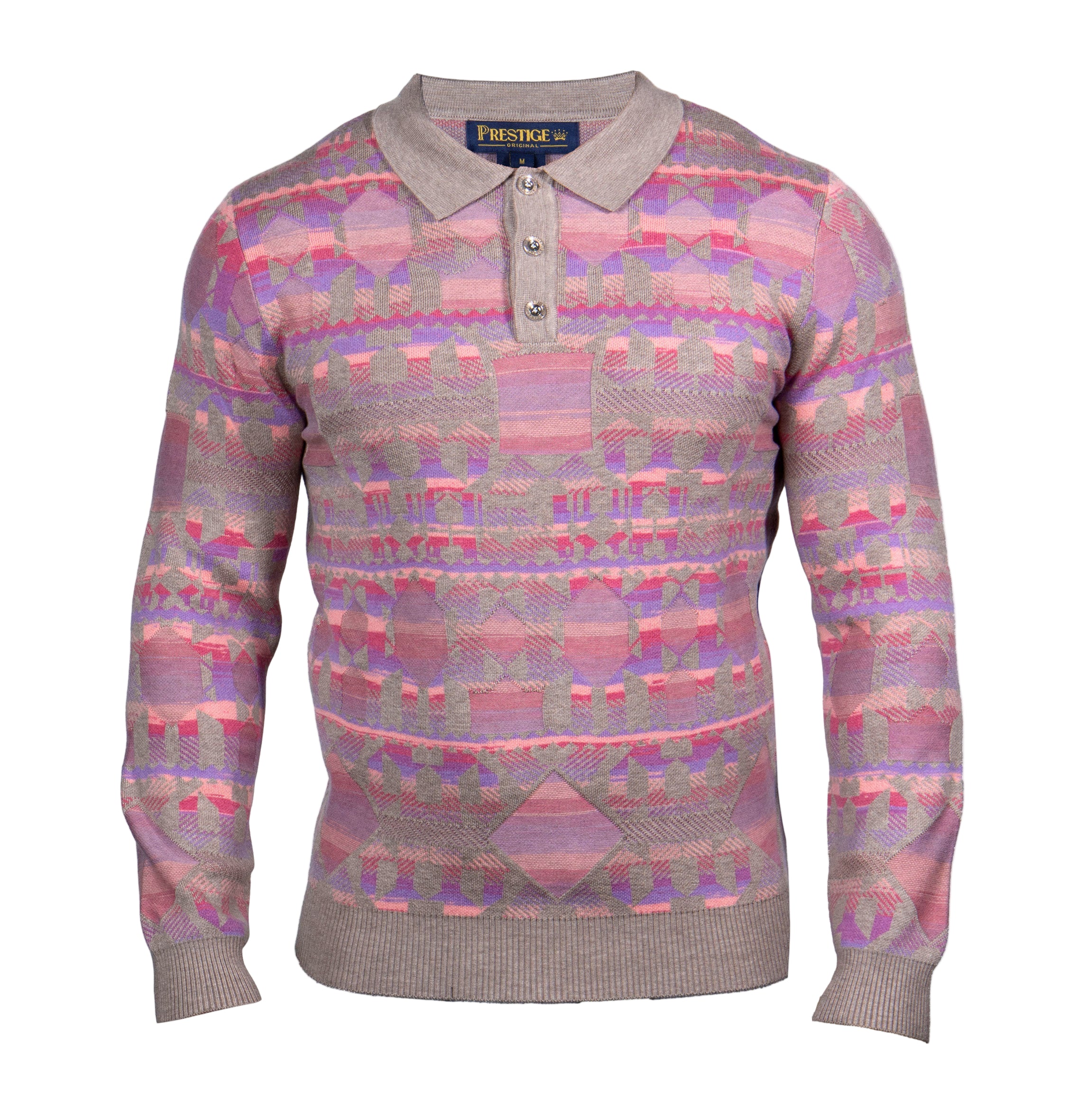 Prestige SW- 659 3 Button Polo Sweater Stone